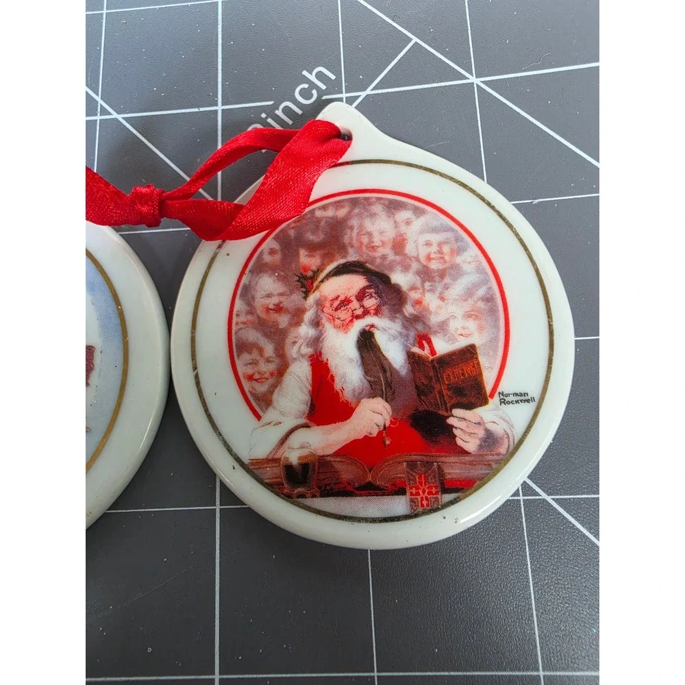 Norman Rockwell JCPenney Christmas Ornaments Set 1996 1997 1998 Santa Porcelain